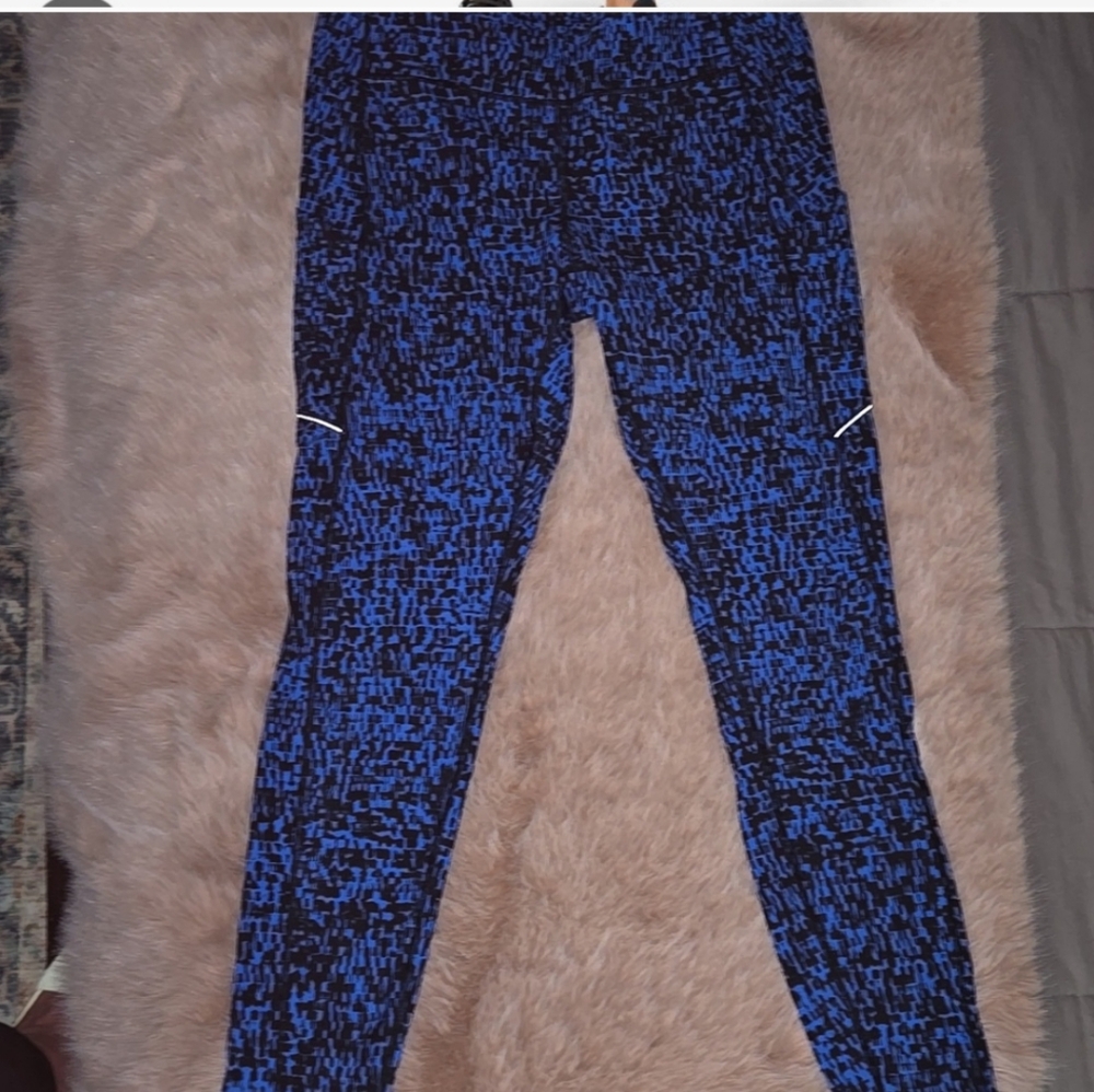 Blue Patterned Women's Leggings - Picture 4 of 4
